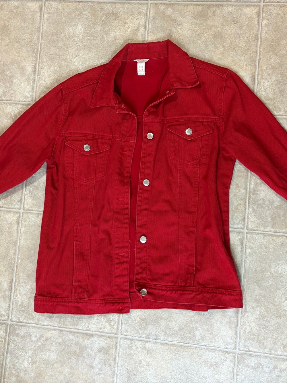 Streetwear Society Red Denim Jacket with Silver Buttons